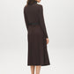 Coffee Bean Faux Suede Pleated Midi Skirt with Belt - Back View - Suzy Shier