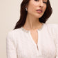 Antique Cream Cable Knit Sweater Mini Dress - Jewel Trim Detail - Le Chateau