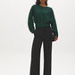 Scarab Flocked Popover Blouse with Pleated Shoulders - Front View - Suzy Shier