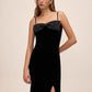 Black Velour Gown with Satin Bow - Front View - Le Chateau