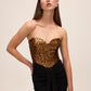 Black/Copper Sequin Bustier Dress with Draped Skirt - Upper Body Detail - Le Chateau