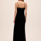 Black Velour Gown with Satin Bow - Back View - Le Chateau