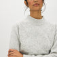 Grey Mix Mock Neck Sweater - Close-up Fabric Detail - Suzy Shier