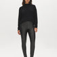 Black Coated Knit High-Rise Skinny Pant - Woman Wearing Pull-On Skinny Leg Trousers - Suzy Shier