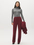 Merlot Mid-Rise Straight Leg Trousers - Woman Wearing Tailored Office Pants - Suzy Shier