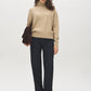 Fancy Beige Melange Mock Neck Knit Sweater - Front View - Suzy Shier