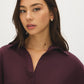 Wine Satin-Like Drop Shoulder Blouse with Waist Tie - Collar Detail - Suzy Shier