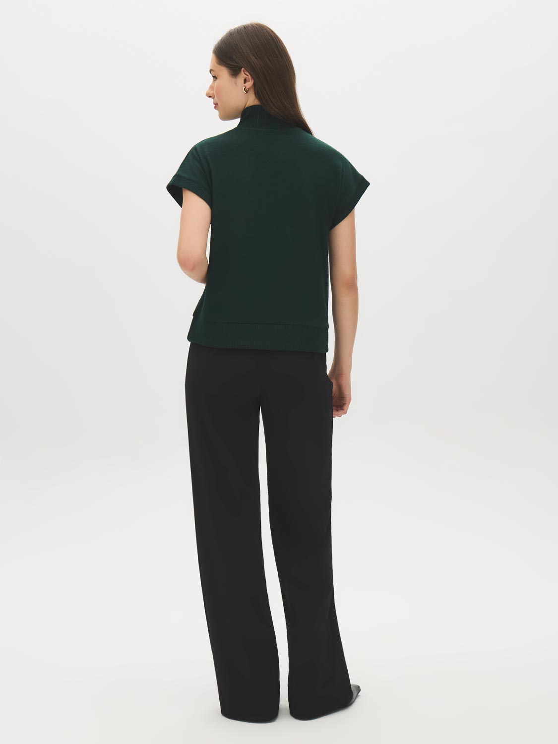 Scarab Melange Mock Neck Top with Dolman Sleeves - Back View - Suzy Shier