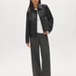 Black Oversized Faux Leather Utility Jacket - Front View - Suzy Shier
