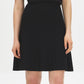 Black Pleated Sweater Knit Flippy Mini Skirt - Front View - Suzy Shier