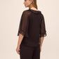Chestnut Ruffle Short Sleeve Blouse - Back View - Le Chateau