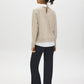 Tan Melange Twofer Sweater with Poplin Collar - Back View - Suzy Shier