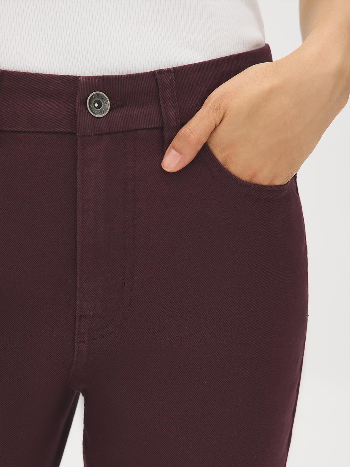 Winetasting Colored Straight Leg Denim Pants - Pocket Detail - Suzy Shier