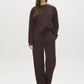 Coffee Bean Cloud Fleece Top with Drop Shoulder Sleeves - Front View - Suzy Shier