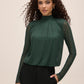 Dark Emerald Rhinestone Embellished Knit Top - Woman Wearing Sparkling Evening Top - Le Chateau