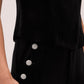Black Tuxedo Velour Vest with Crystal Buttons - Button Detail - Le Chateau