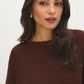 Chocolate Fondant Ribbed Shaker Stitch Sweater - Close-up Fabric Detail - Suzy Shier