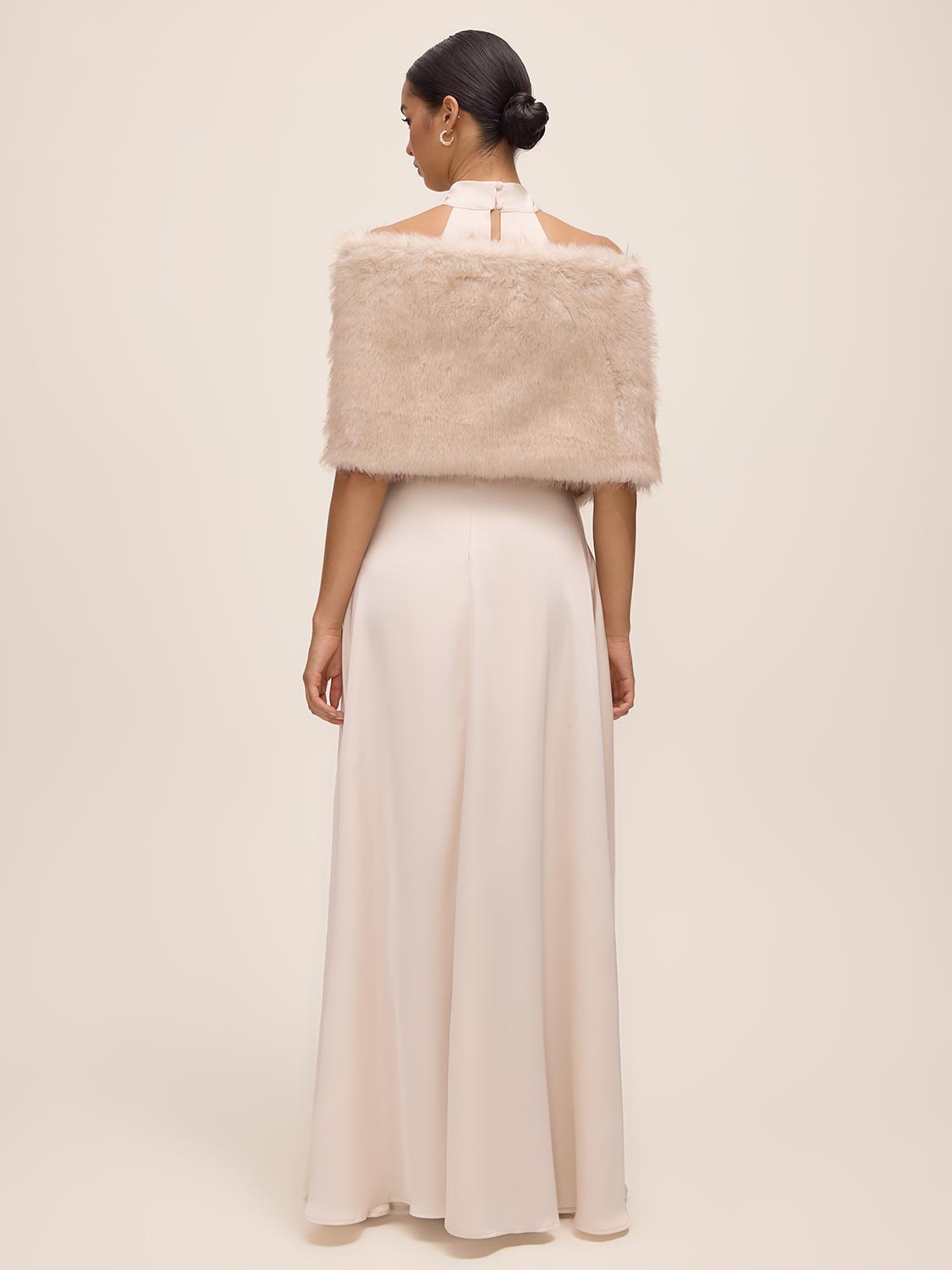 Antique Cream Faux Fur Cover-Up - Back View - Le Chateau