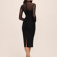 Black Crisscross Halter Mesh Midi Dress - Back View - Le Chateau