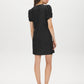 Jet Black Sequin V-Neck Dress with Caterpillar Sleeves - Back View - Suzy Shier