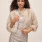 Antique Cream Faux Fur Bolero - Woman Wearing Elegant Evening Cover-Up - Le Chateau
