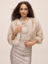 Antique Cream Faux Fur Bolero - Woman Wearing Elegant Evening Cover-Up - Le Chateau