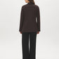 Dk Brown Open-Front Blazer with Stripe Cuff Detail - Woman Wearing Tailored Knit Blazer - Suzy Shier