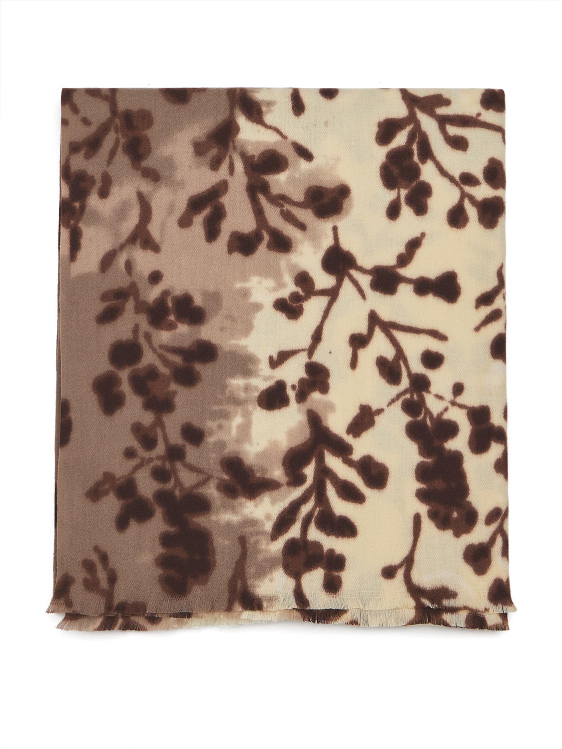 Brown/Beige Soft Brushed Printed Scarf - Flat Lay View - Suzy Shier