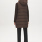Brown Quilted Long Puffer Vest with Hood - Back View - Suzy Shier
