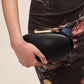 Black and Gold Faux Leather Clutch - Front View - Le Chateau