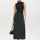 Scarab Satin Bias Cut Pull-On Skirt - Woman Wearing Midi-Length Satin Skirt - Suzy Shier