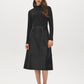 Jet Black Mock Neck Two-Fer Midi Dress - Front View - Suzy Shier