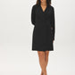 Black Studded Blazer Dress with Notch Collar - Woman Wearing Polished Dress with Long Sleeves - Suzy Shier