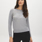 Light Grey Bead Embellished Knit Sweater - Woman Wearing Long Sleeve Sweater - Suzy Shier