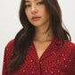 Winery Dots and Hearts Print PJ Set - Collar Detail - Suzy Shier