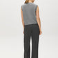 Heather Grey Button-Front Sleeveless Knit Vest - Back View - Suzy Shier