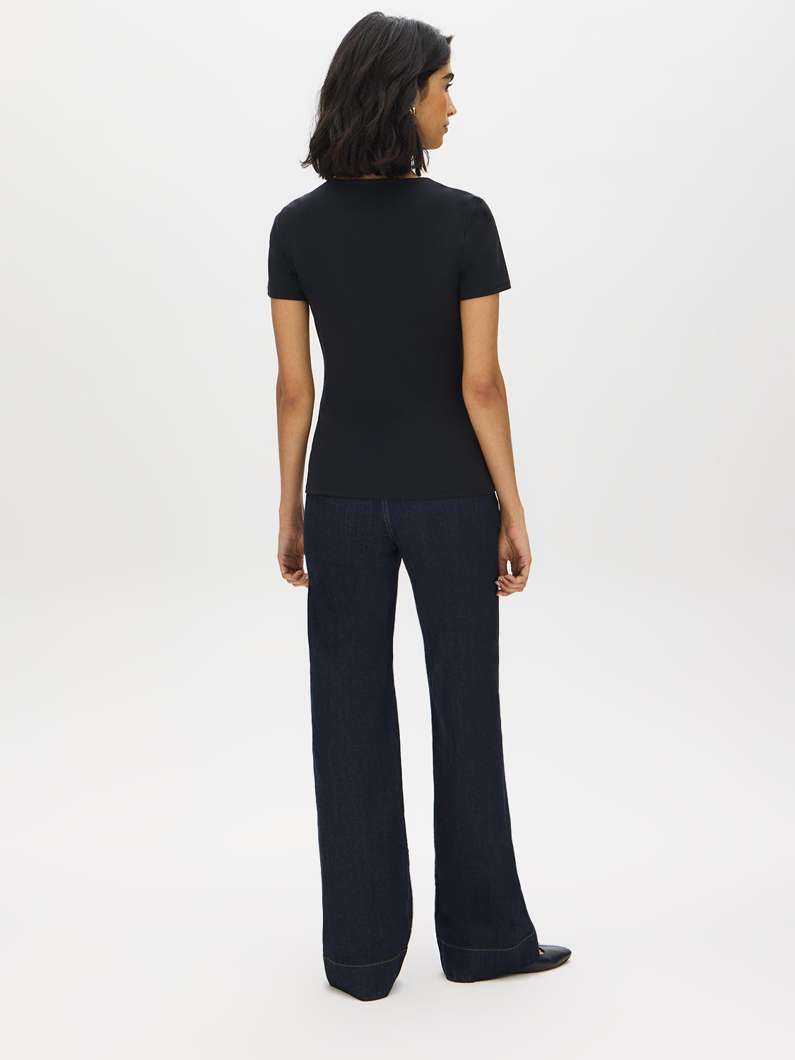 Snow White Double Layer Crew Neck Top - Back View - Suzy Shier