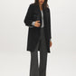 Black Asymmetrical Zip Front Faux Wool Coat - Front View - Suzy Shier