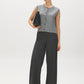 Heather Grey Button-Front Sleeveless Knit Vest - Front View - Suzy Shier