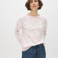 Blush Combo Two-Tone Jacquard Fuzzy Sweater - Woman Wearing Soft Knit Top - Suzy Shier