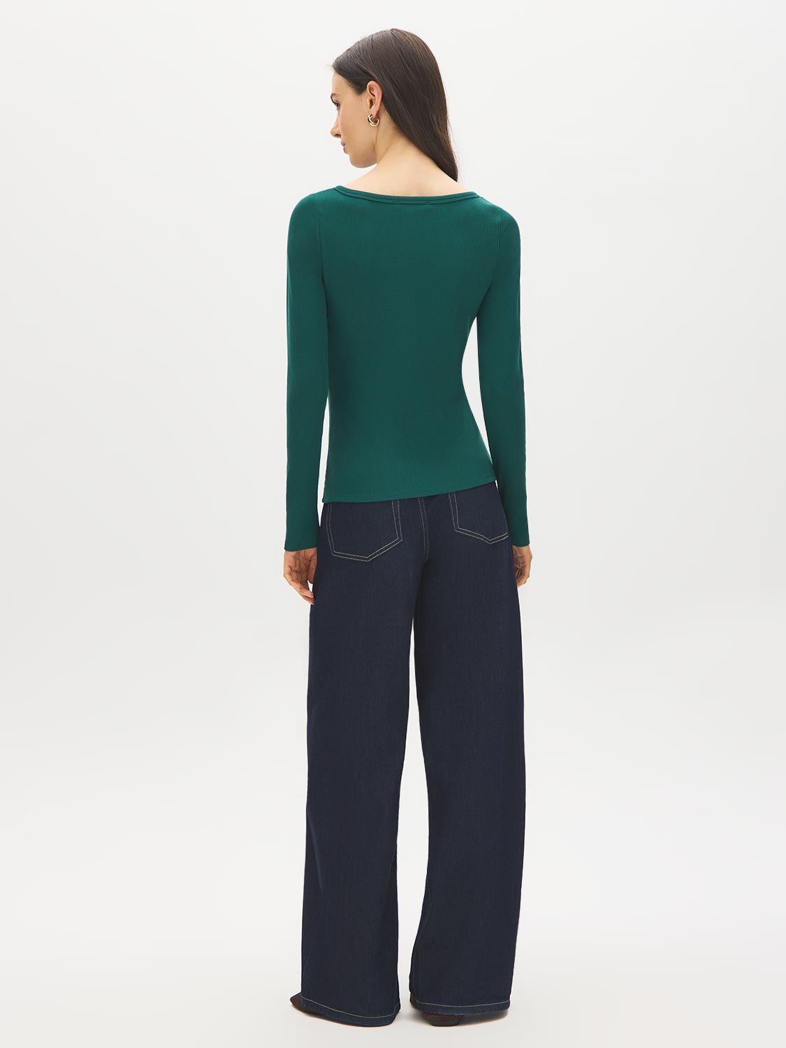 Forest Biome Ribbed Boat Neck Knit Top - Back View - Suzy Shier