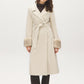 Dark Brown Melange Long Belted Faux Wool Coat - Front View - Suzy Shier