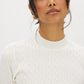 Snow White Mock Neck Cable Knit Sweater - Close-up Fabric Detail - Suzy Shier
