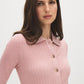 Zephyre Short Sleeve Cable Knit Button-Front Sweater - Close-up Fabric Detail - Suzy Shier