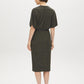 Green Mix Textured Knit Dolman Sleeve Dress - Back View - Suzy Shier