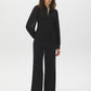 Jet Black V-Neck Top with Chiffon Sleeves and Rhinestone Cuffs - Front View - Suzy Shier