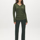 Ivy Melange V-Neck Cable Knit Sweater - Front View - Suzy Shier