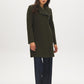 Olive Asymmetrical Zip Front Faux Wool Coat - Front View - Suzy Shier