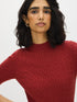 Rosewood Cable Knit Mock Neck Sweater - Close-up Fabric Detail - Suzy Shier