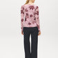 Dusty Pink Floral Mesh Boat Neck Top - Back View - Suzy Shier